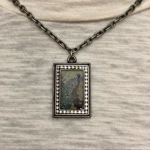 Unique peacock gunmetal necklace